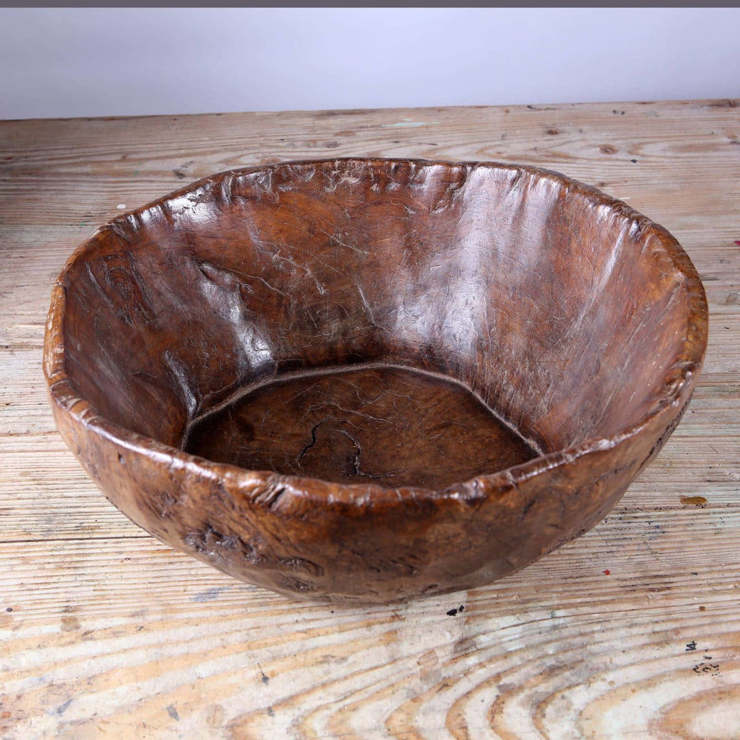 Large Pyrenean Hand-carved burl wood bowl