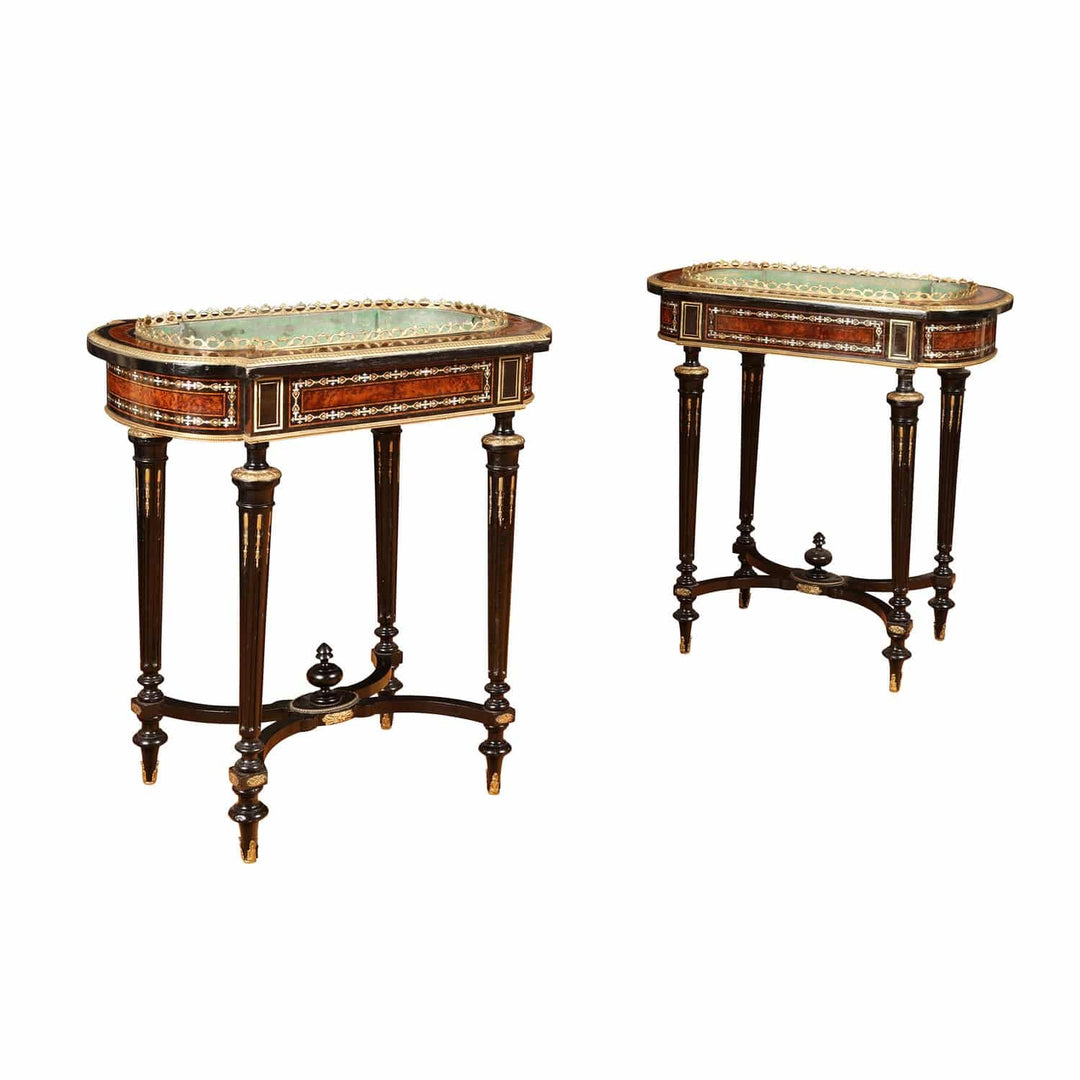 Pair of Napoleon III Mother of Pearl Inlaid Jardinieres