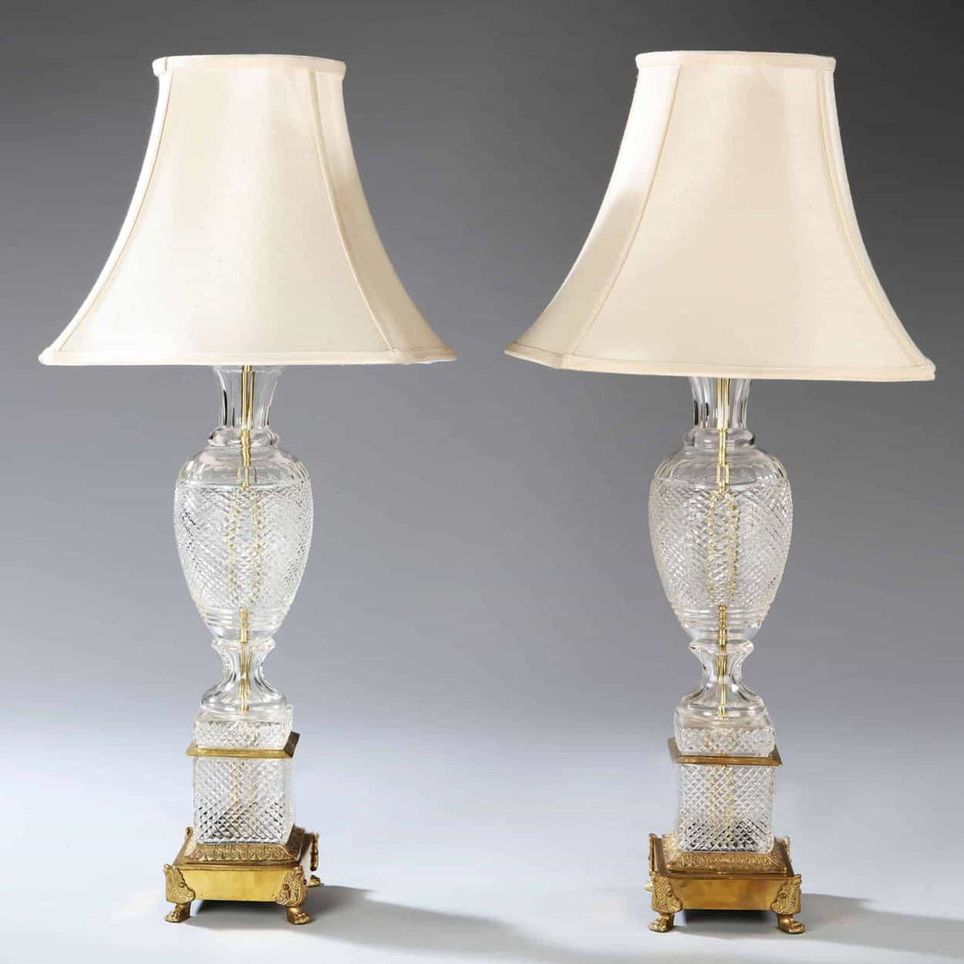 Pair of Cut Glass Empire Style Table Lamps