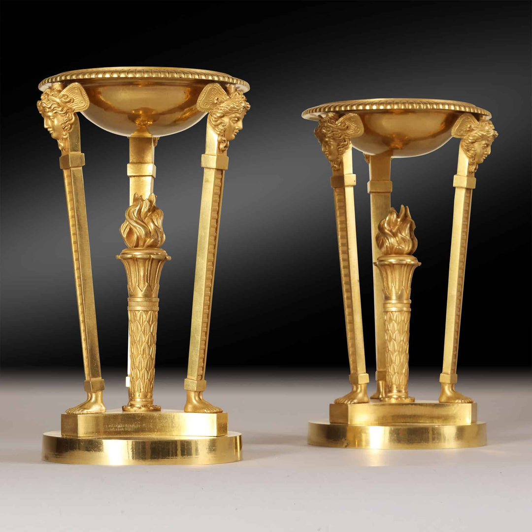 Pair of French Empire Gilt Bronze Brûle Parfums