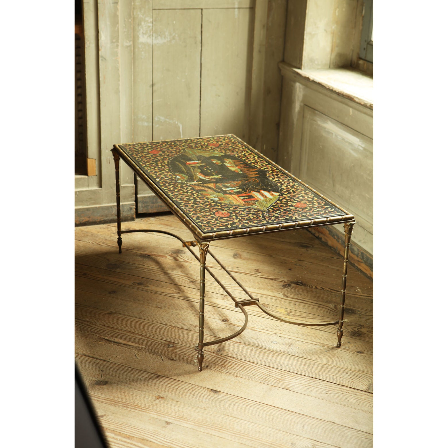 Maison Jansen Black Lacquer and Brass Low Table - Rare Discovery