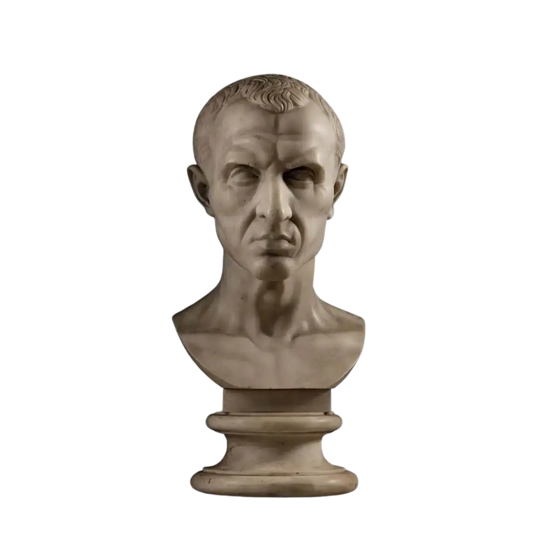 19th Century Grand Tour Bust of Julius Caesar marble portrait sculpture circa 1850 Rome Italy 49 cm tall