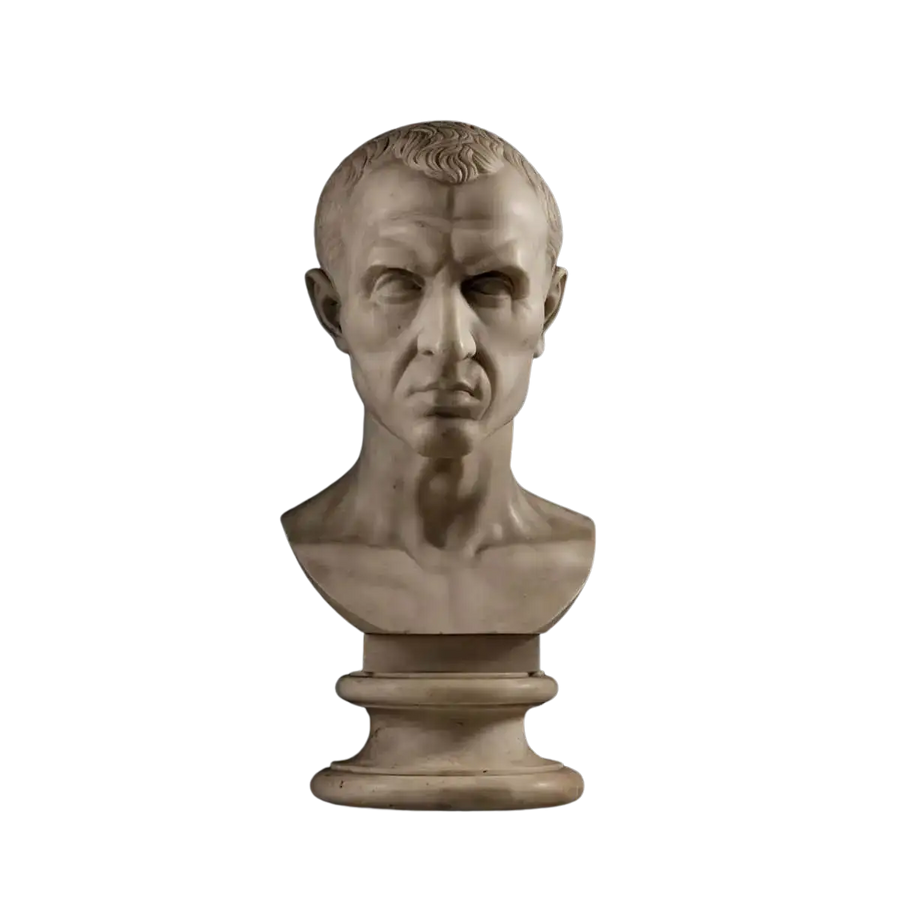 19th Century Grand Tour Bust of Julius Caesar marble portrait sculpture circa 1850 Rome Italy 49 cm tall
