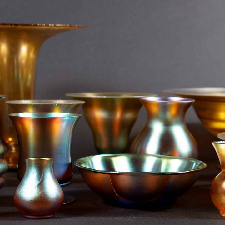 23 Art Deco WMF Myra Iridescent Glass Bowls And Vases