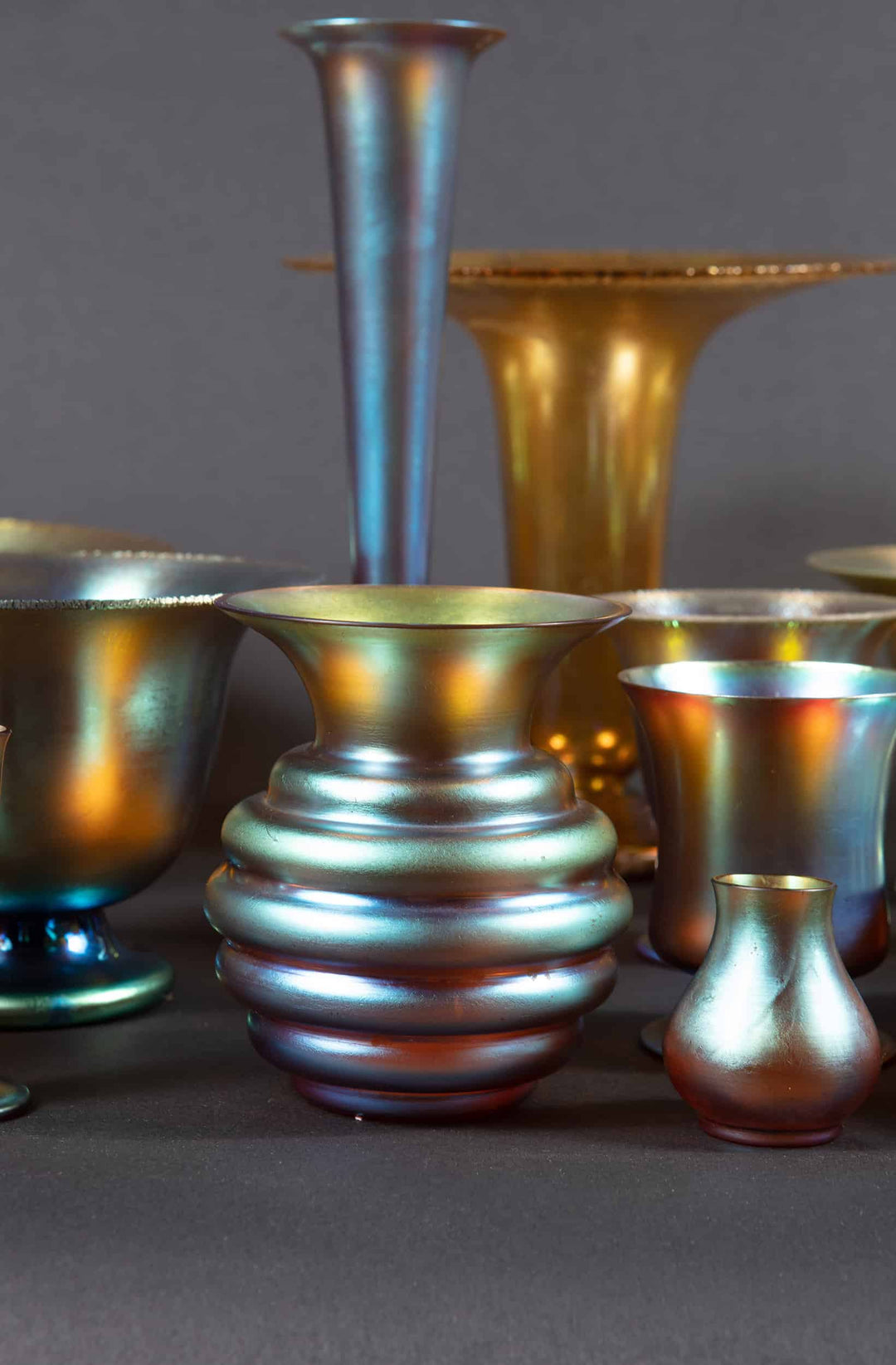 23 Art Deco WMF Myra Iridescent Glass Bowls And Vases