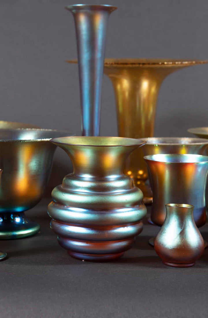 23 Art Deco WMF Myra Iridescent Glass Bowls And Vases