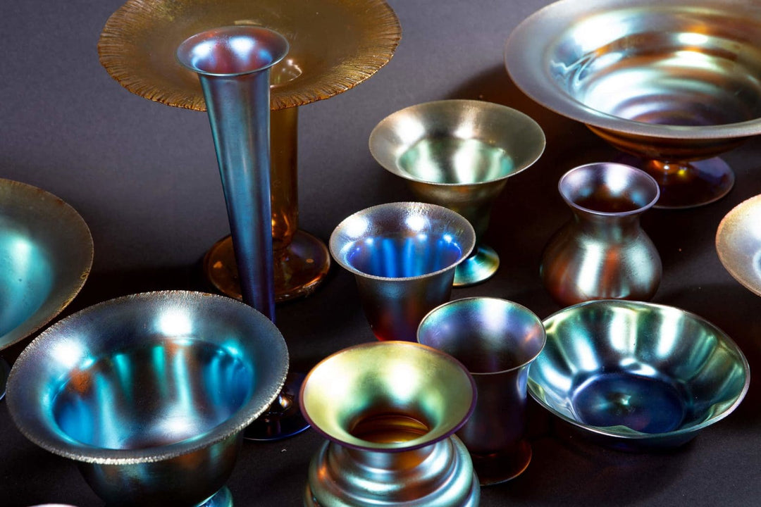 23 Art Deco WMF Myra Iridescent Glass Bowls And Vases