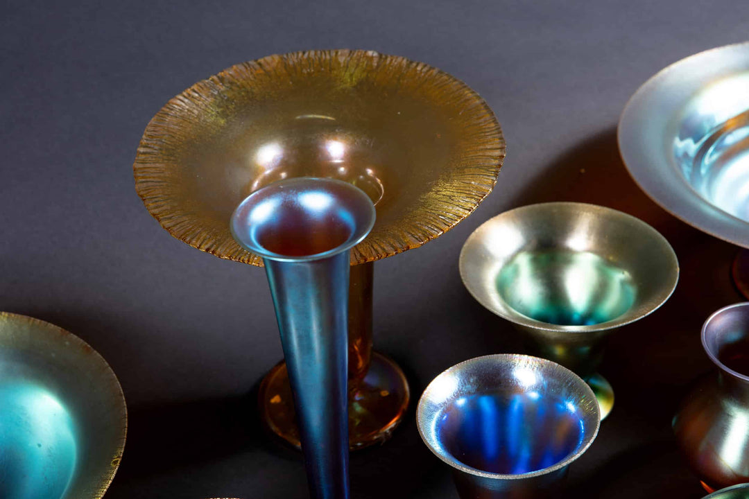 23 Art Deco WMF Myra Iridescent Glass Bowls And Vases