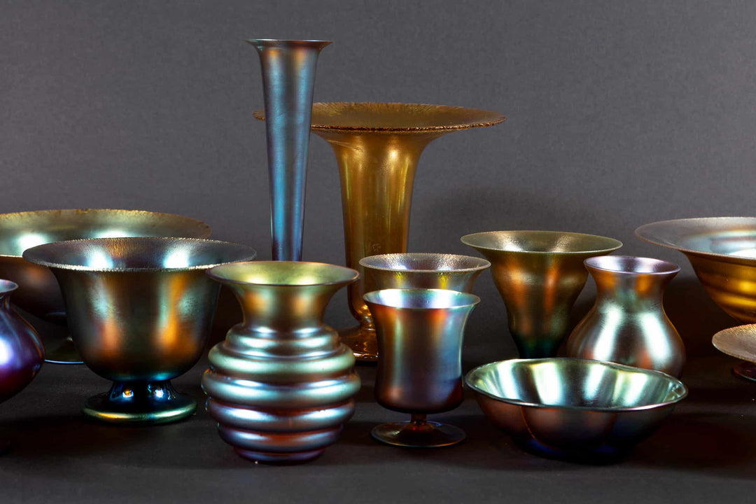 23 Art Deco WMF Myra Iridescent Glass Bowls And Vases