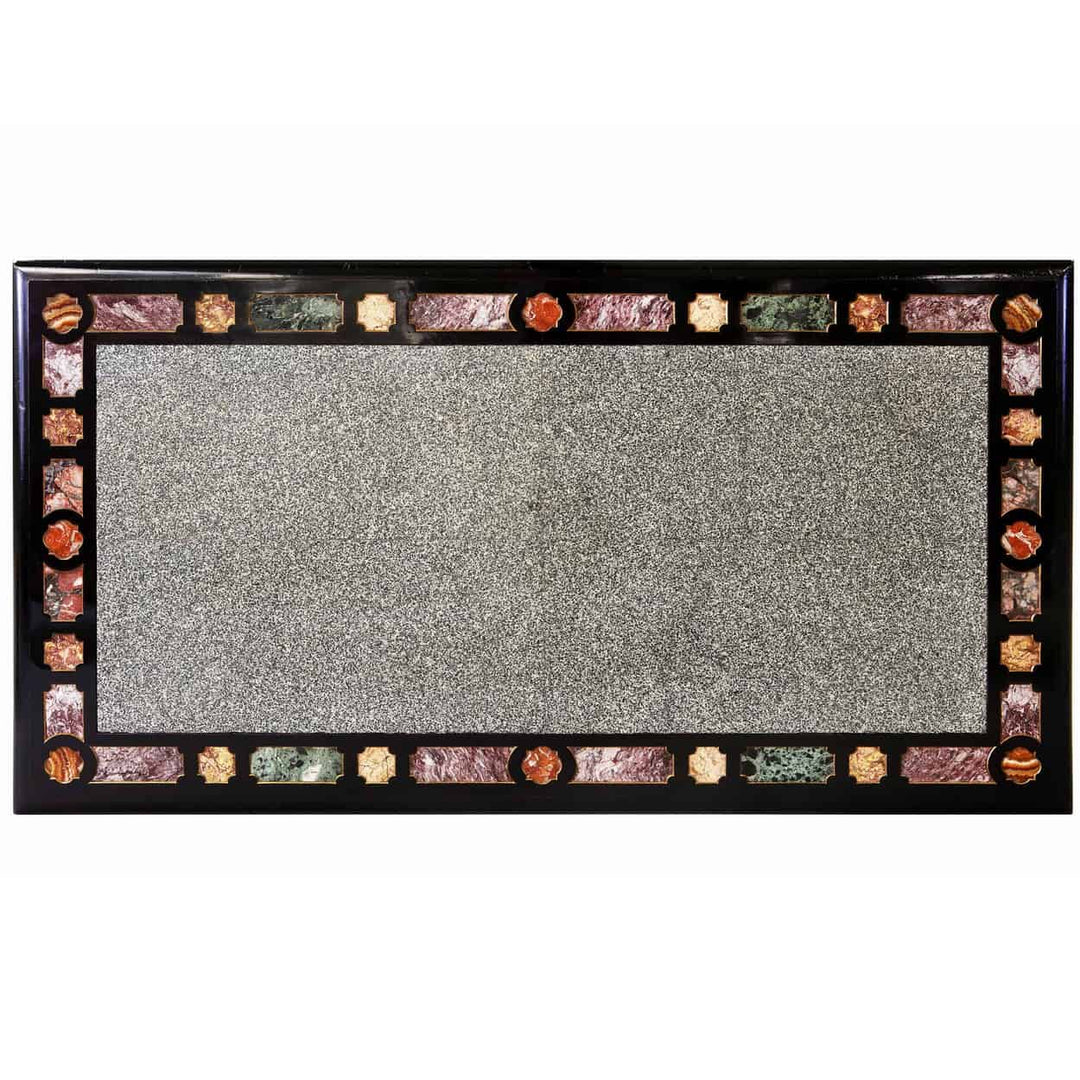 Important Antique Italian Marble Centre Table with intricate Florentine Granito Verde and specimen marble inlay, circa 1870.