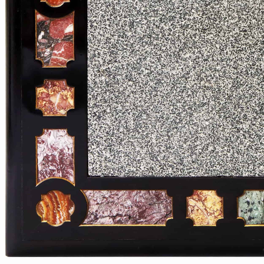 Important Antique Italian Marble Centre Table with Florentine granito verde and multicolored marble inlays, circa 1870.