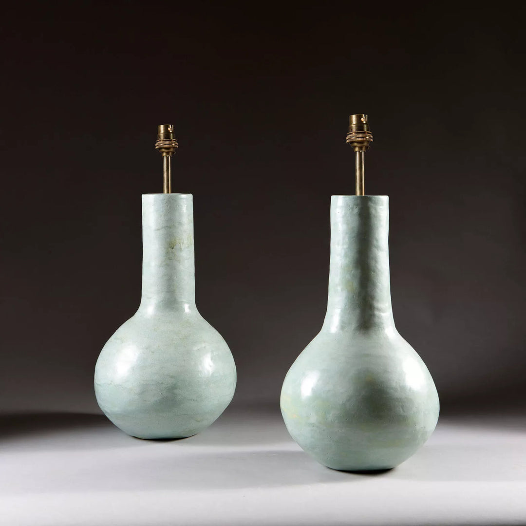 Pair of Celadon Vases as Lamps