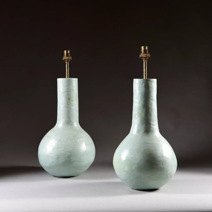 Pair of Celadon Vases as Lamps