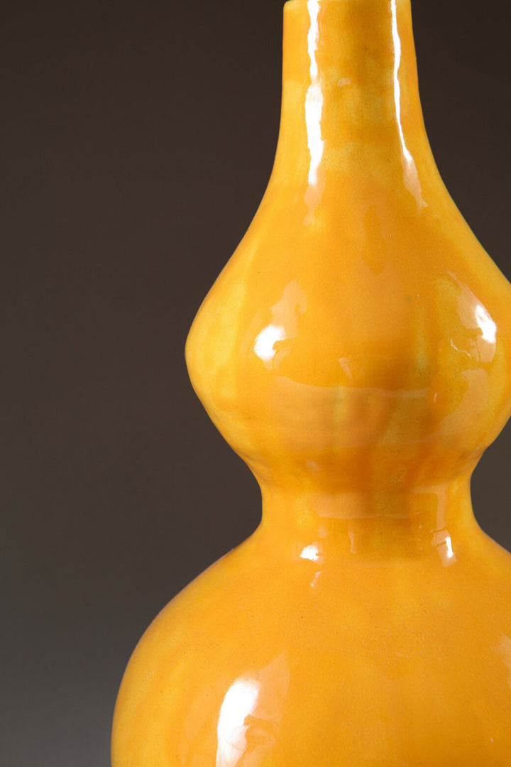 Pair of Yellow Double Gourd Vases as Lamps