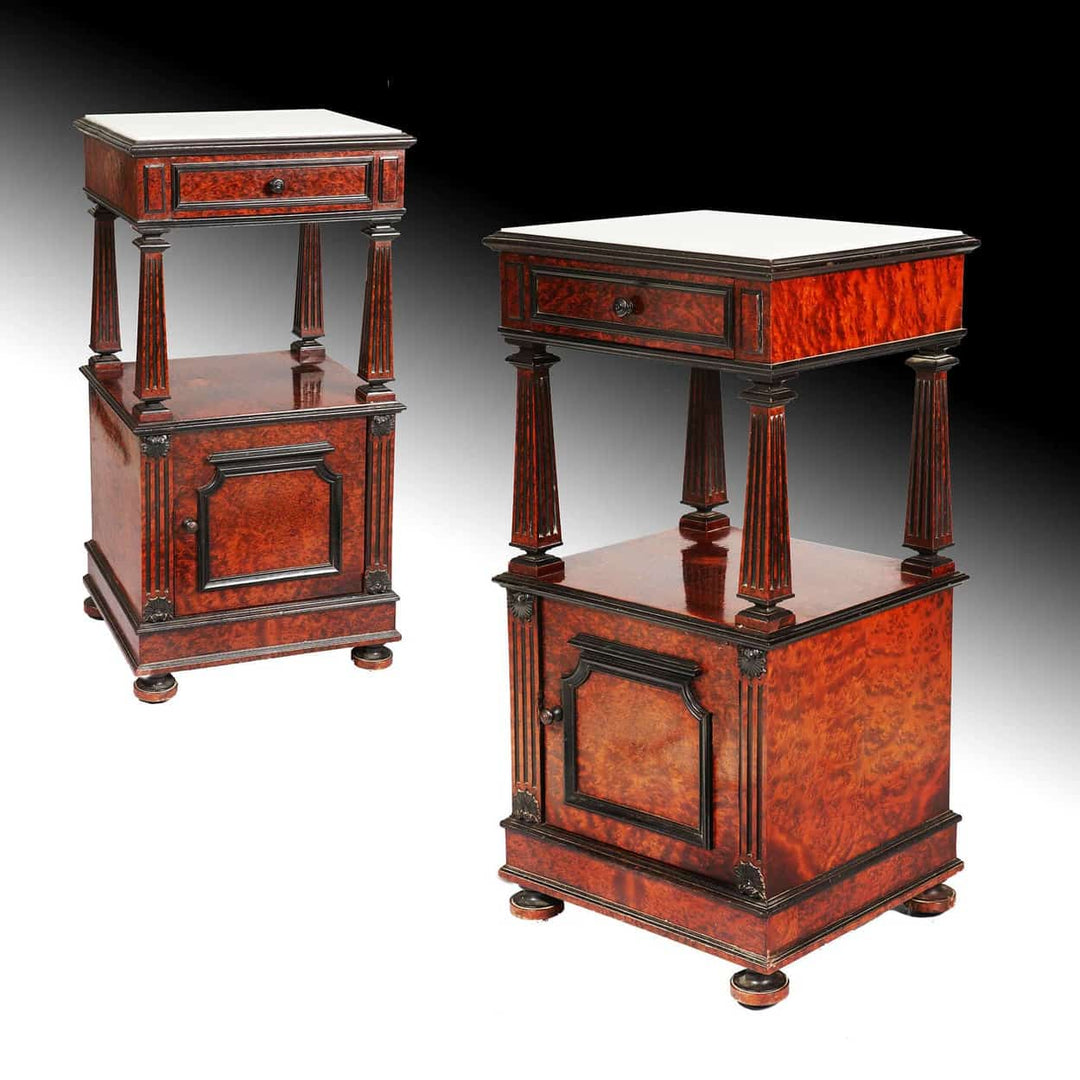 Pair of Continental Burr Thuya Bedside Cabinets
