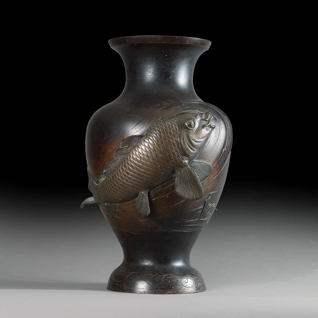 Japanese Meiji Period Cast Bronze Vase