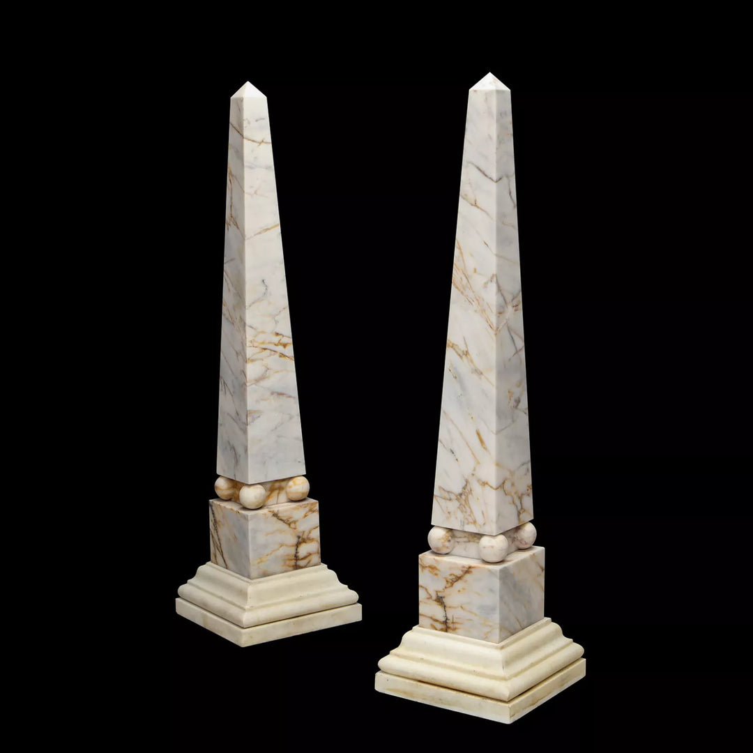 Pair of Skyros & Pentelican Marble Obelisks