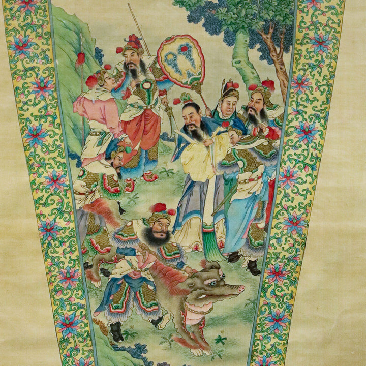 Chinese Republic Period Canton Enamel Vase Painting on Silk