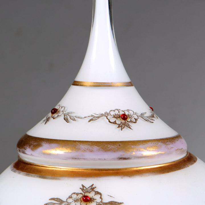 Pair of Opaline Glass Vases and Covers