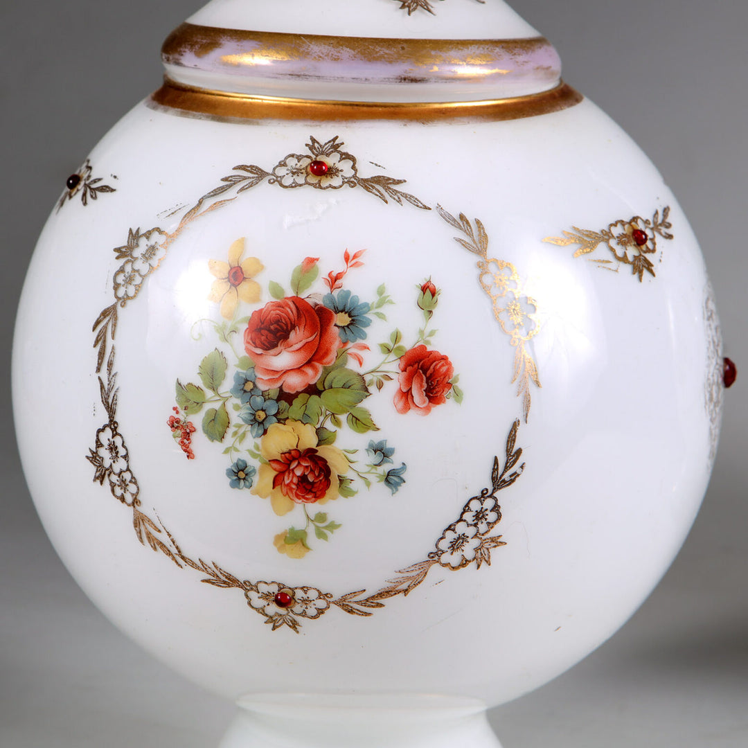 Pair of Opaline Glass Vases and Covers