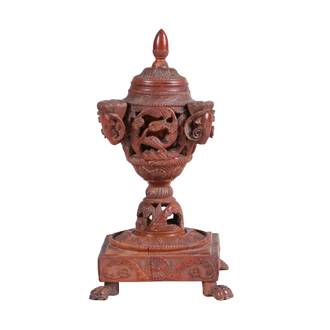 Carved Coquilla Nut Ink Stand