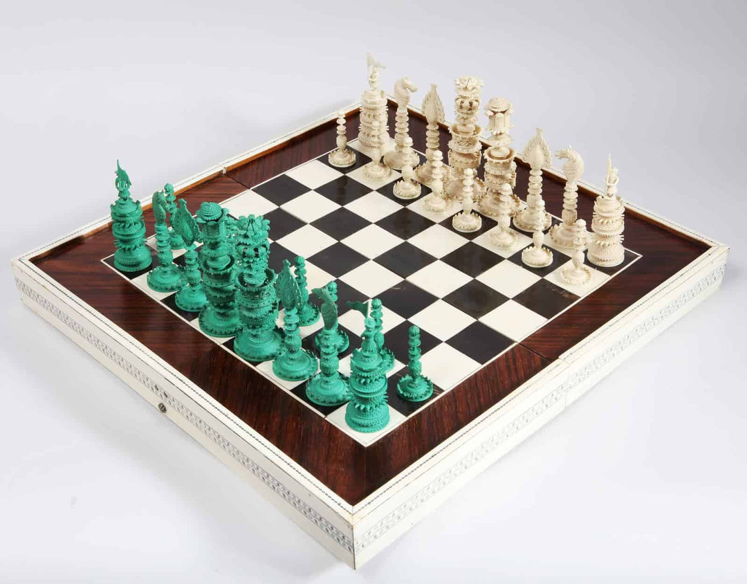 A Magnificent Indian Ivory Chess Set