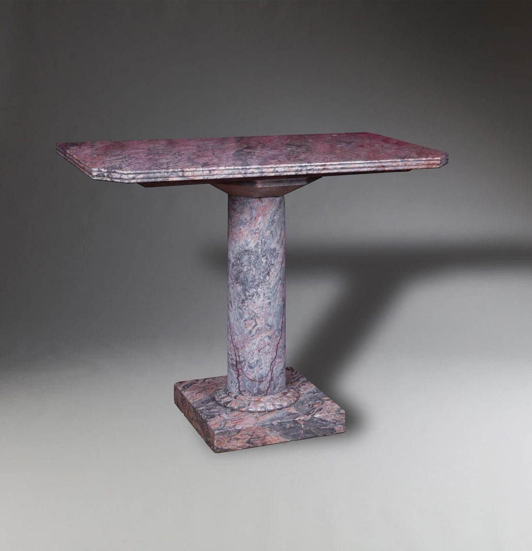 Substantial marble Console Table with rectangular fluted top and solid column base in highly figured marble circa 1830 England