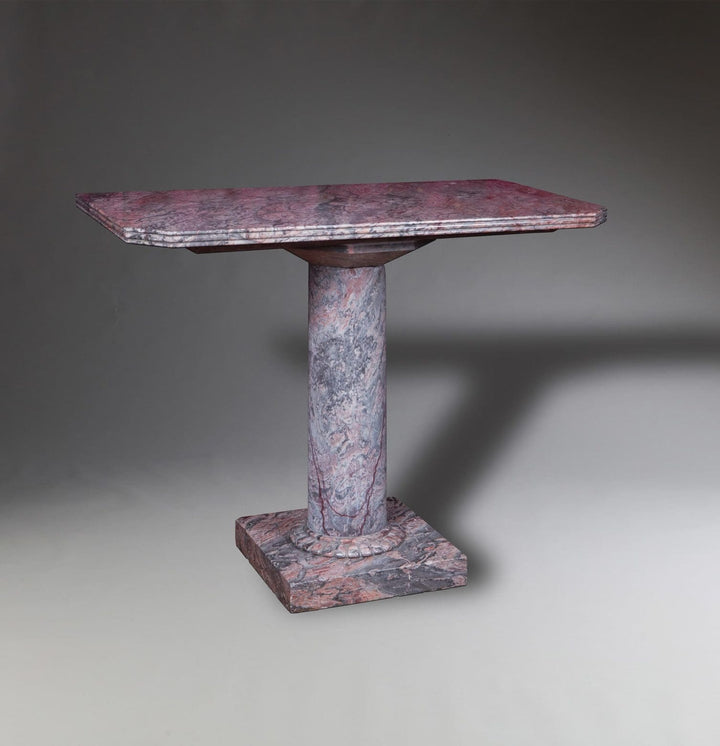 Substantial marble Console Table with rectangular fluted top and solid column base in highly figured marble circa 1830 England