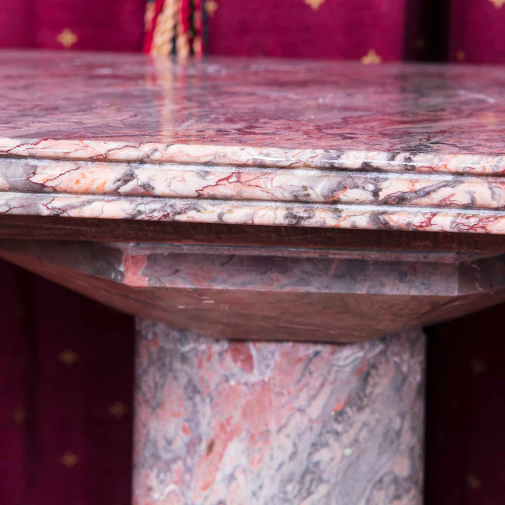 Substantial marble Console Table with solid marble top, fluted border, canted corners, and column base, England circa 1830.