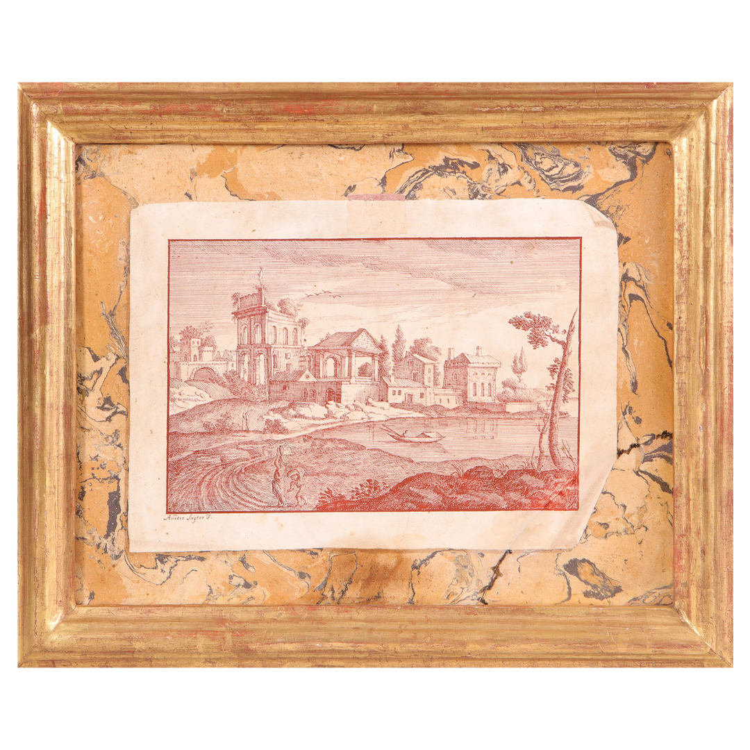 A group of three early 18th century scagliola trompe l'oeil panels