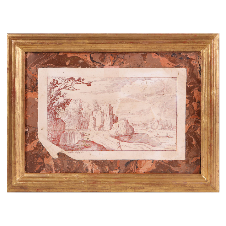 A group of three early 18th century scagliola trompe l'oeil panels