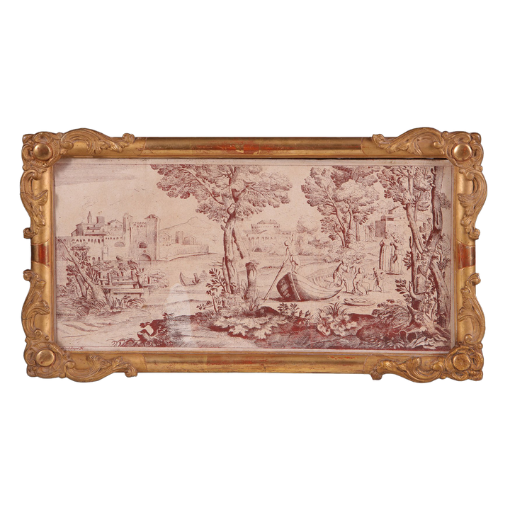 A group of three early 18th century scagliola trompe l'oeil panels