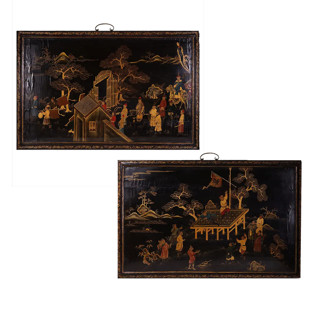 A pair of Chinese Export lacquer panels