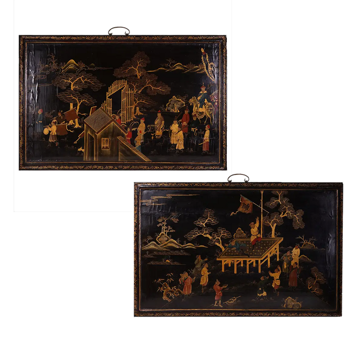A pair of Chinese Export lacquer panels