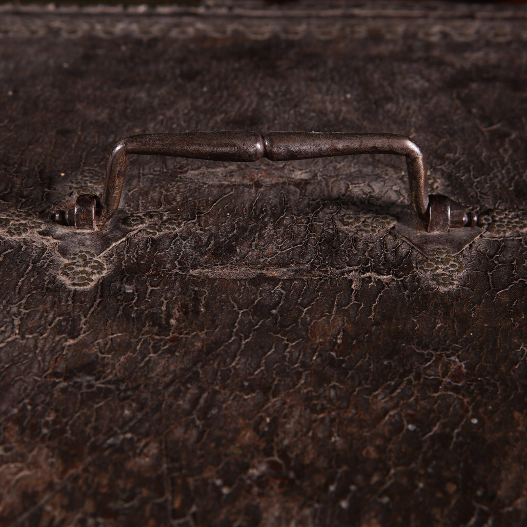 Large French Studded Leather Travelling Chest