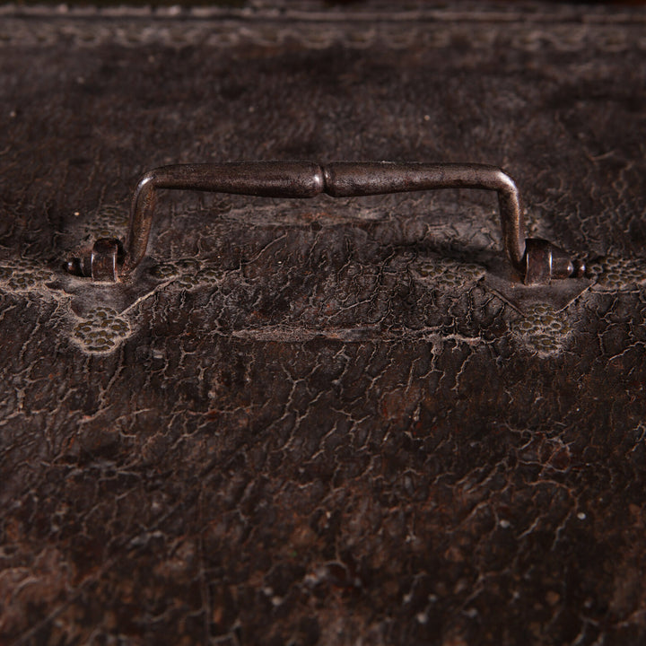 Large French Studded Leather Travelling Chest