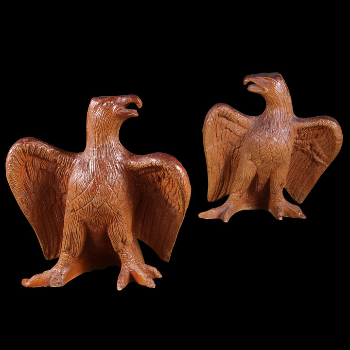 Pair of 19th century Salt Glazed Eagles pottery with open wings and opposing heads, circa 1880 England.