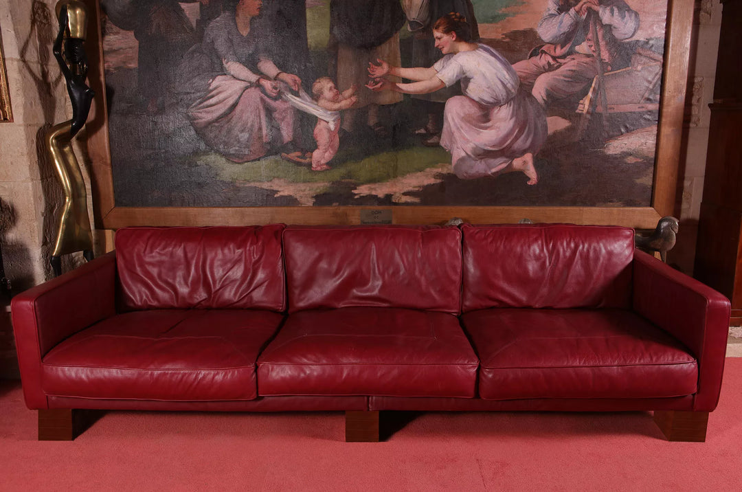 20th Century Red Leather Sofa | 10′ / 3m