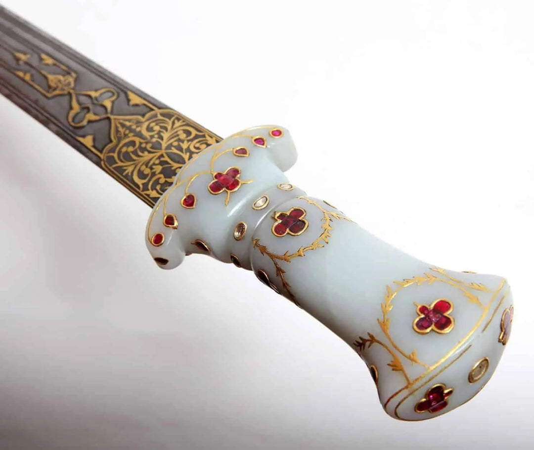 AN OTTOMAN GEM-SET JADE DAGGER