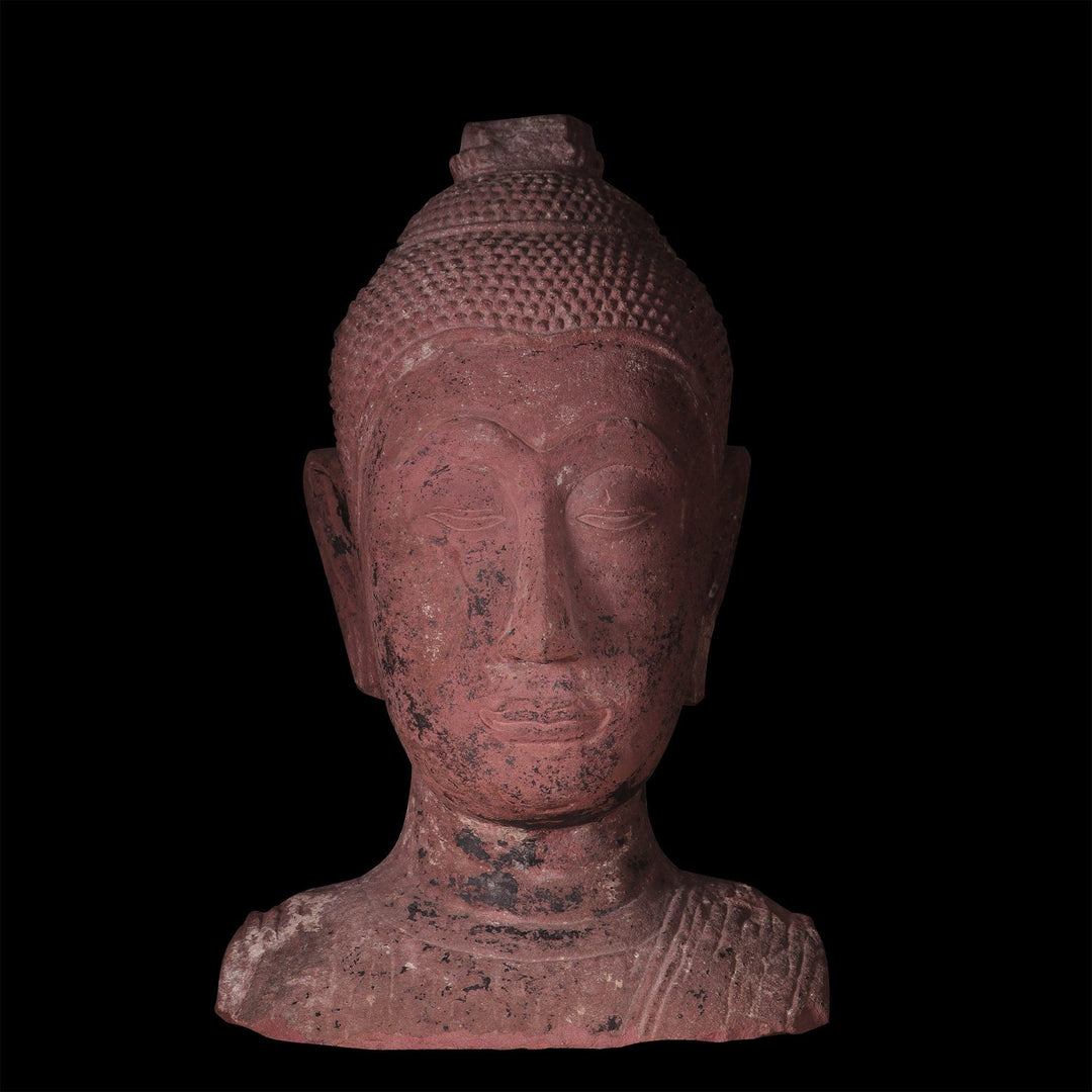 Ayutthayan Siamese Red Sandstone Head of Buddha