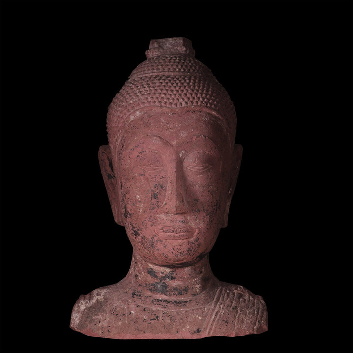 Ayutthayan Siamese Red Sandstone Head of Buddha