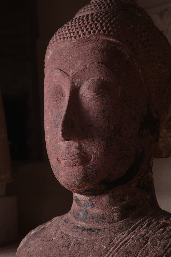 Ayutthayan Siamese Red Sandstone Head of Buddha