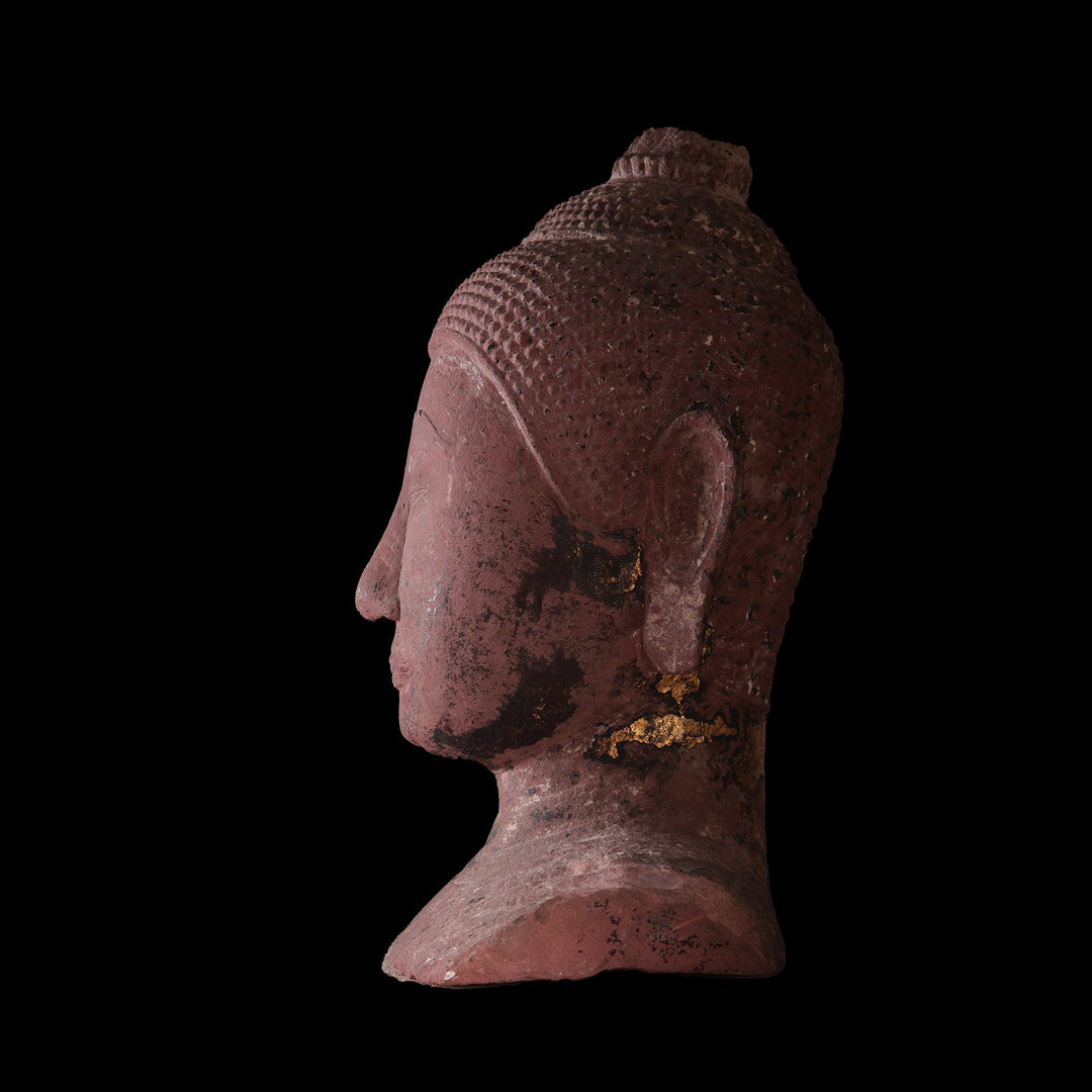 Ayutthayan Siamese Red Sandstone Head of Buddha