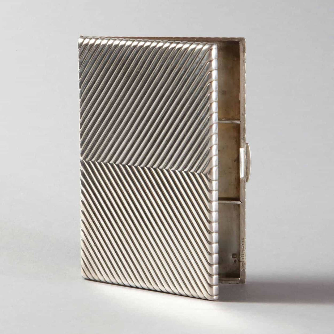 Dunhill Paris Solid Silver Ribbed Cigarette Case