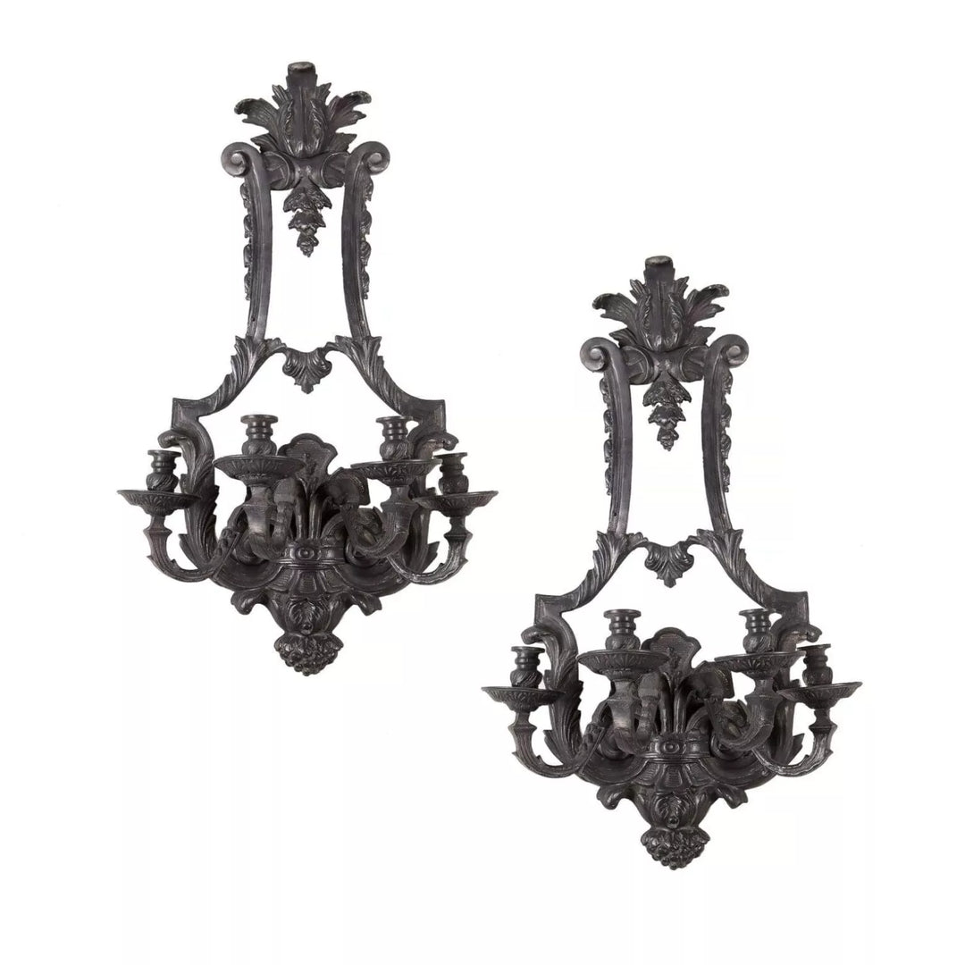 Set of Four Louis XIV style 20th century bronze four light wall appliques