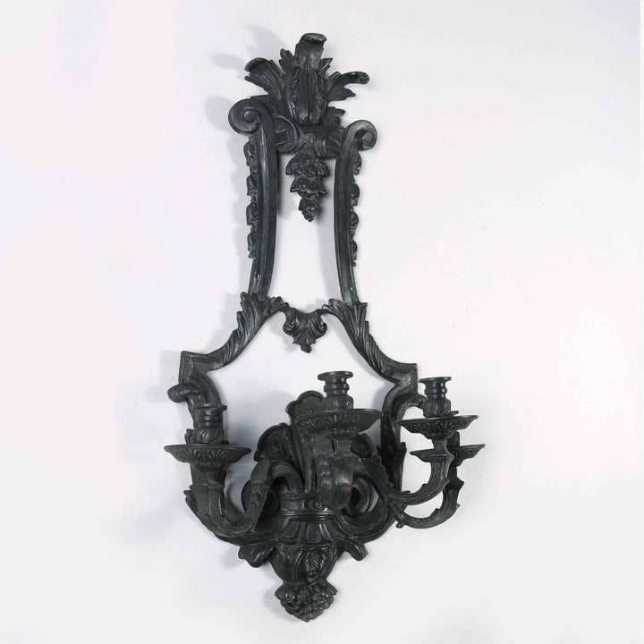 Set of Four Louis XIV style 20th century bronze four light wall appliques