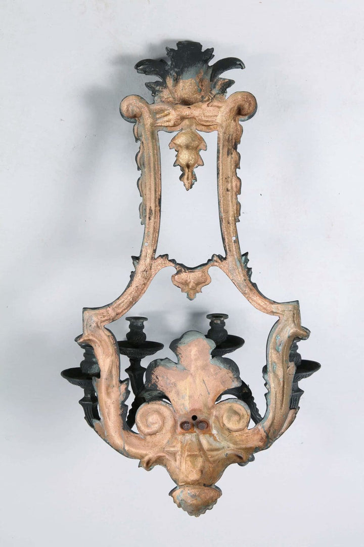 Set of Four Louis XIV style 20th century bronze four light wall appliques