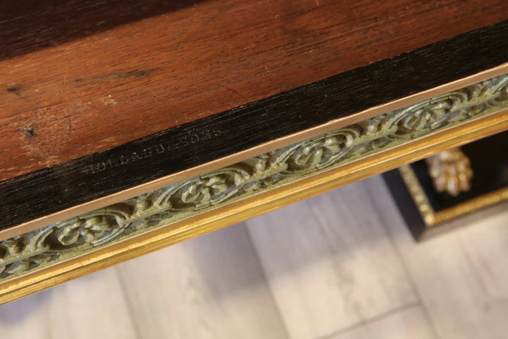 A 19th C Holland and Sons Giltwood, Ebonised, Marble Top Console Table