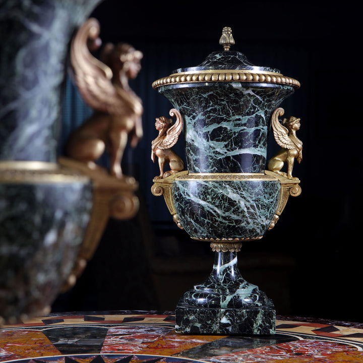 Pair of Marble and Ormolu Classical urns