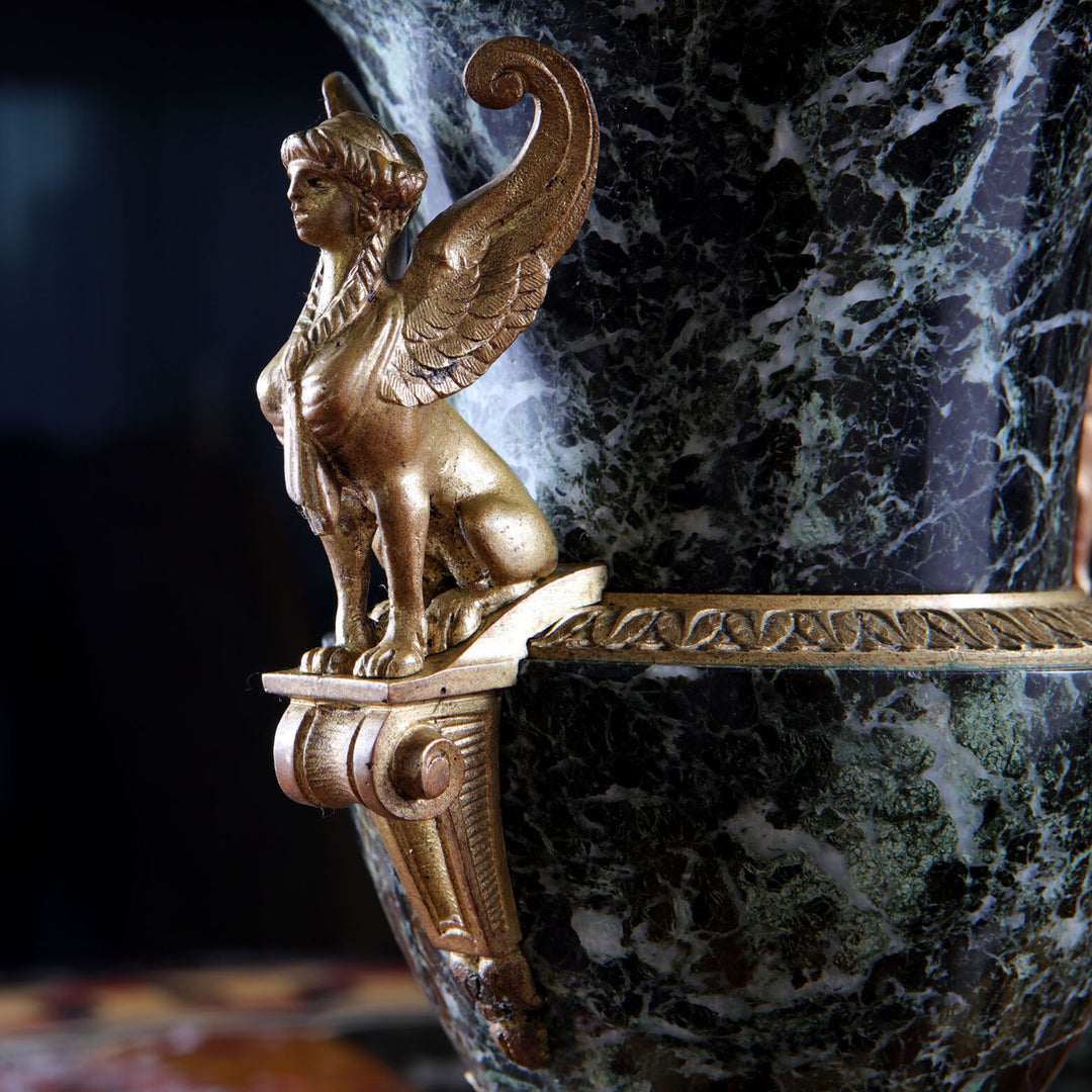 Pair of Marble and Ormolu Classical urns